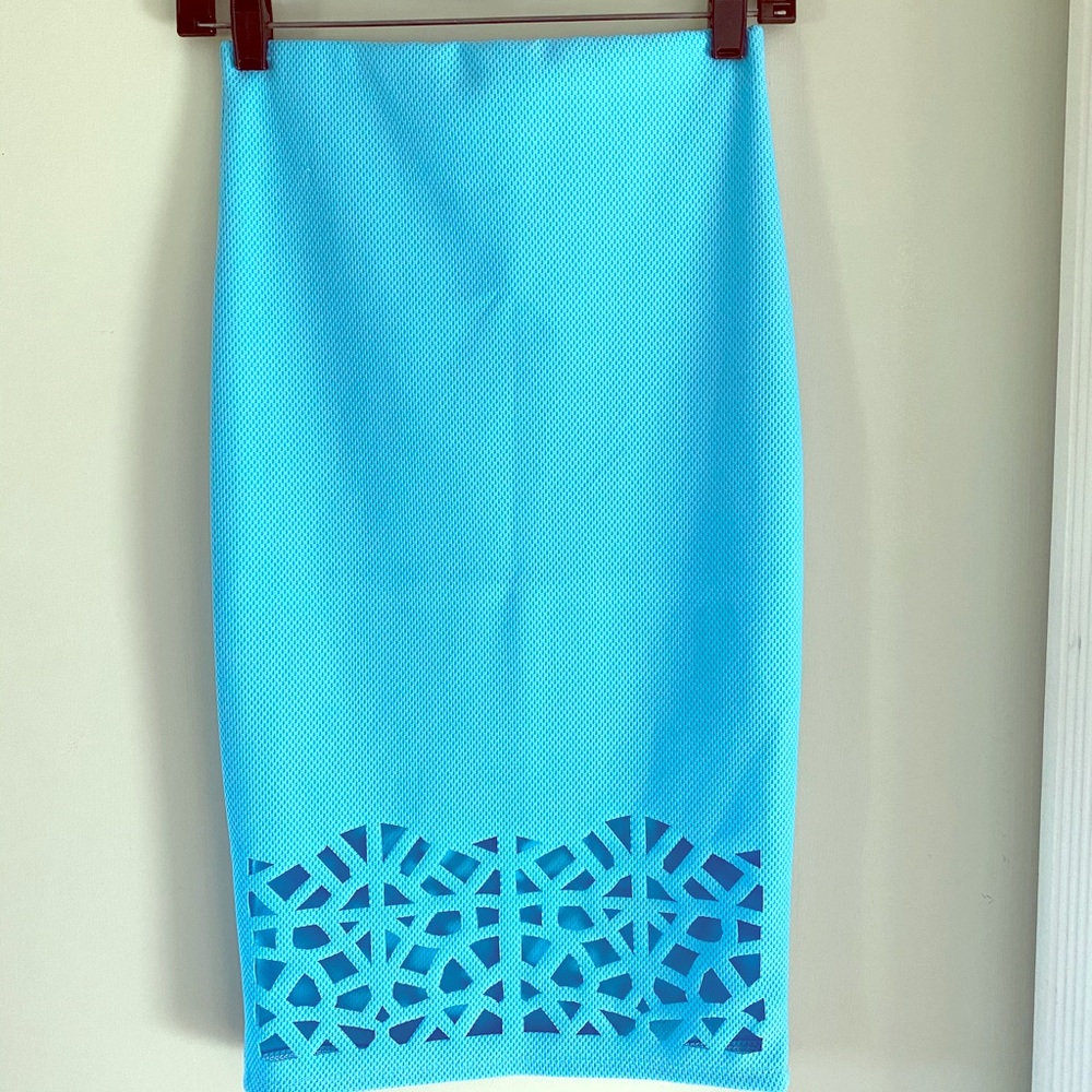 Small turquoise blue laser cut skirt